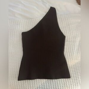 Babaton Brown Sculpt Ribbed Top